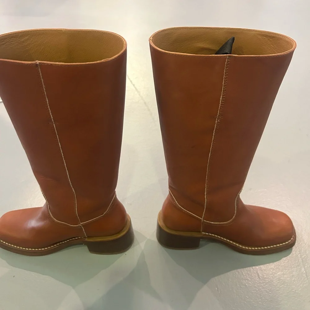 Women's Tall Leather Riding Boots - Brown - Picture 3 of 7